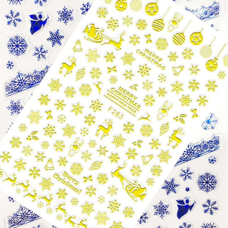 1 шт. Рождественские снежинки снежные стили большие 3D наклейки для ногтей