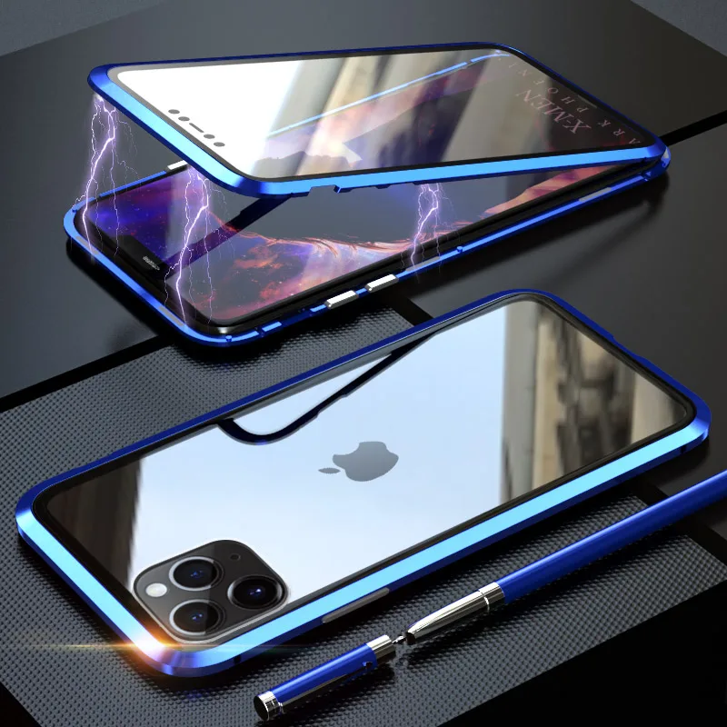 Blue 360 Полный корпус чехол для телефона для iPhone 11 Pro Max чехол 360 магнит чехол s для iPhone 11 Pro Max чехол s металлический чехол Bumber - Цвет: Blue