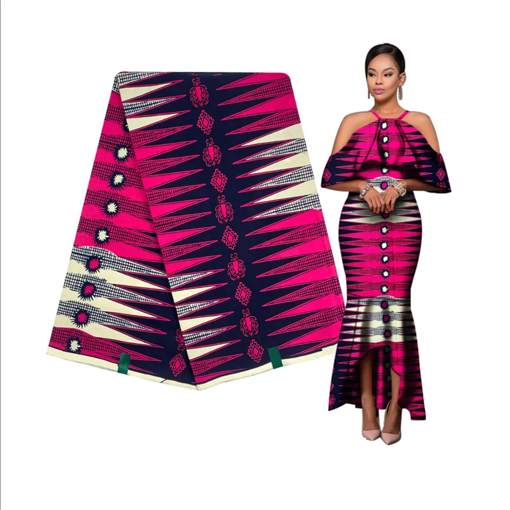 

Африканская восковая ткань, новейшие принты, 100% хлопок, материал высокого качества, настоящая анкарская Ткань для шитья свадебного платья
