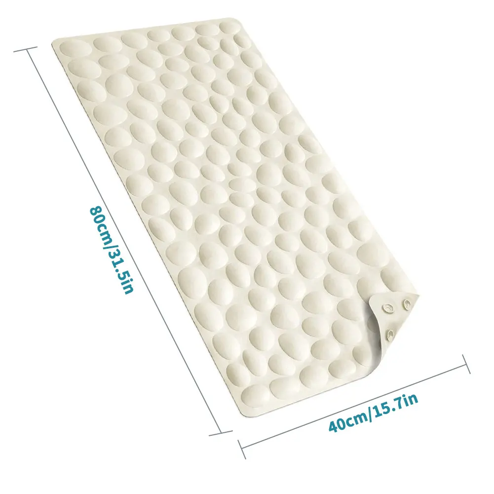 

80x40cm Pure color Bath Mat Non-Slip Shower Pad with Suction Cups Rapid Drainage Floor Mat for Bathroom Kitchen 3 Style