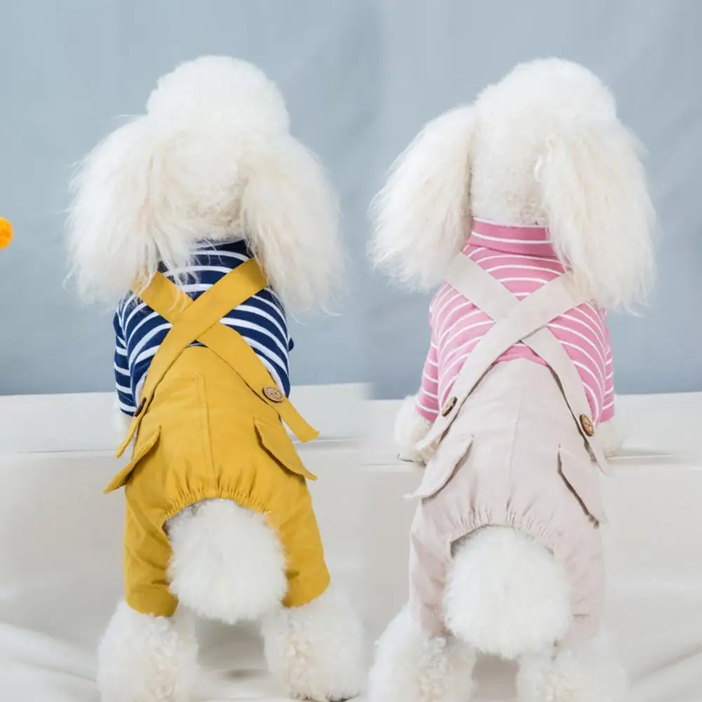 

70% Dropshipping!!Pet Overalls Striped Keep Warm Cotton Dog Cute Suspender for Spring