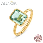 ALLNOEL Высокое качество элегантные женские кольца прямоугольник синтетический Зеленый Аметист Регулируемый 925 пробы Серебряное кольцо 2020 новый подарок