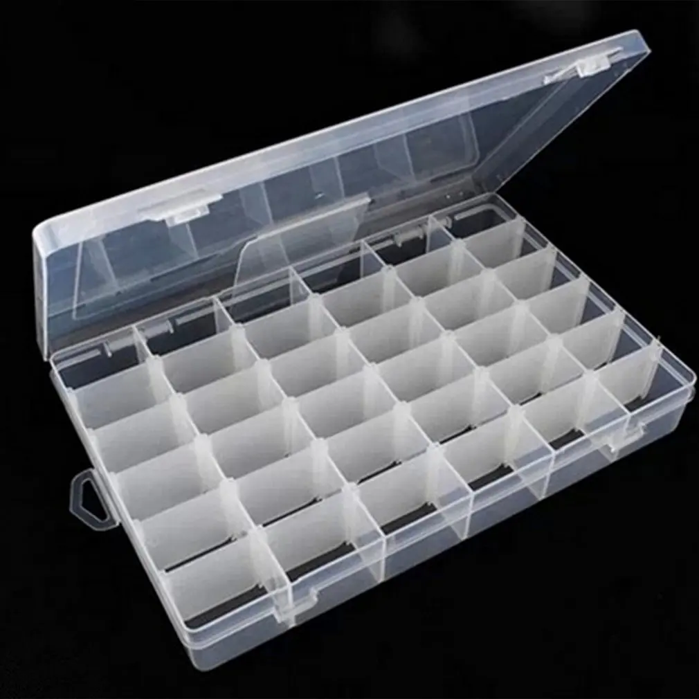 

10/15/28/36 Slots Clear Plastic Empty Storage Box for Nail Art Manicure Tools Jewelry Bead Display Storage Case Organizer Holder