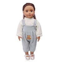 18 inch girls doll clothes american newborn cute grey jumpsuit hat baby toys homewear fit 43 cm baby dolls c616