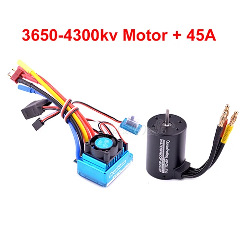 45A and 3650-4300KV 3650 3900kv 4300kv бесщеточный двигатель/45A 60A 80A 120A бесщеточный ESC электрический регулятор скорости пыленепроницаемый для 1:10 1/10 RC автомобилей - Цвет: 45A and 3650-4300KV