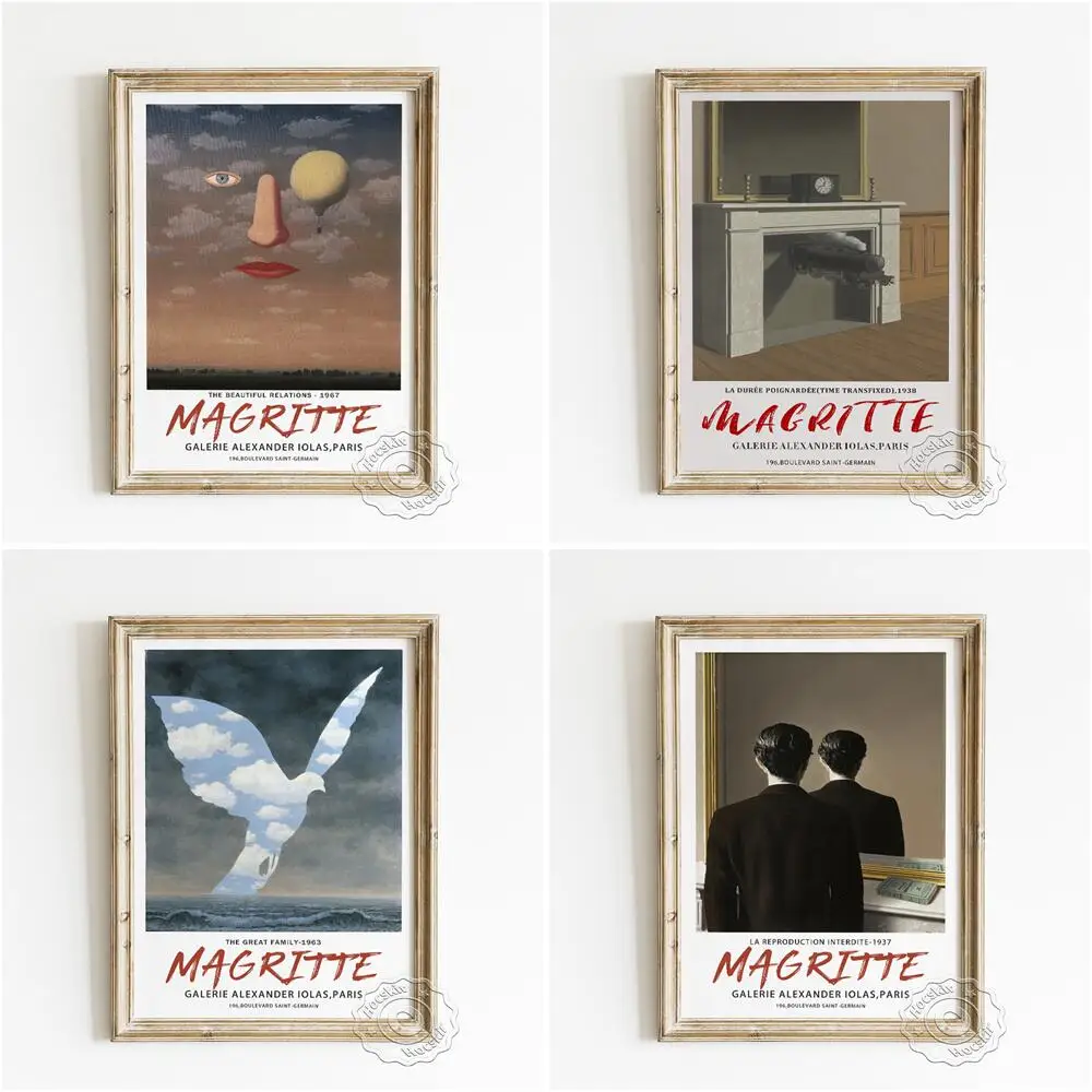 

Rene Magritte Surrealism Exhibition Museum Poster, Not To Be Reproduced Canvas Painting, Time Transfixed Wall Picture Home Decor