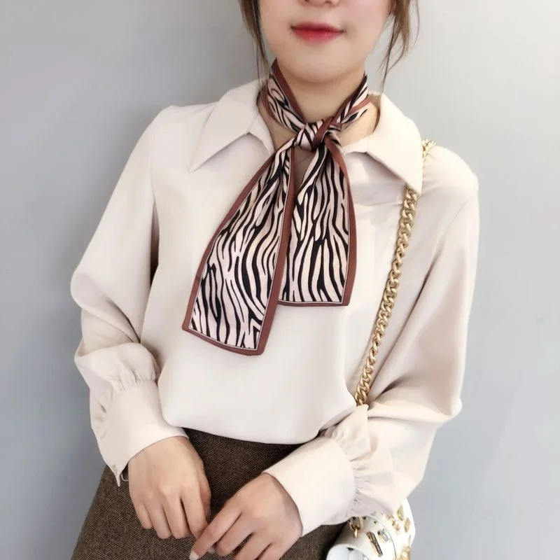 

Zebra Print Silk Scarf Women Scarf Bag Ribbons Fashion Striped Head Scarf Small Long Scarves