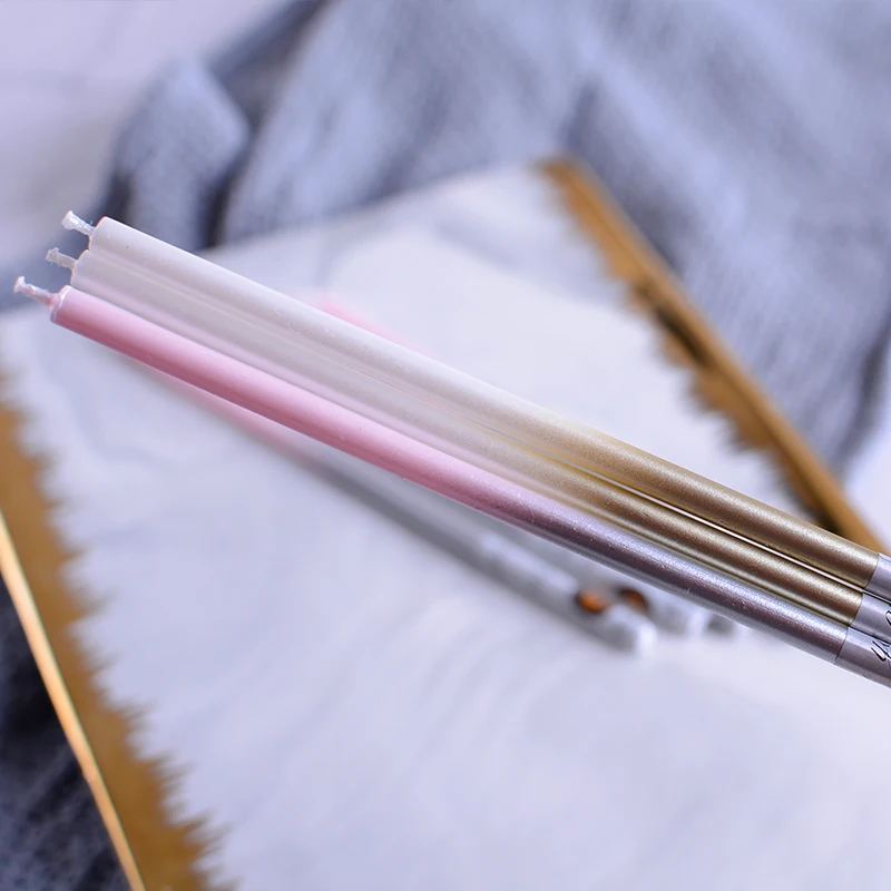 Высокое качество креативный Платиновый порошок Серебряный свадебный торт свеча