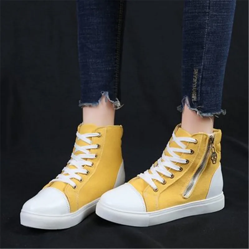 Кеды женские с высоким верхом повседневные холщовые кроссовки на танкетке