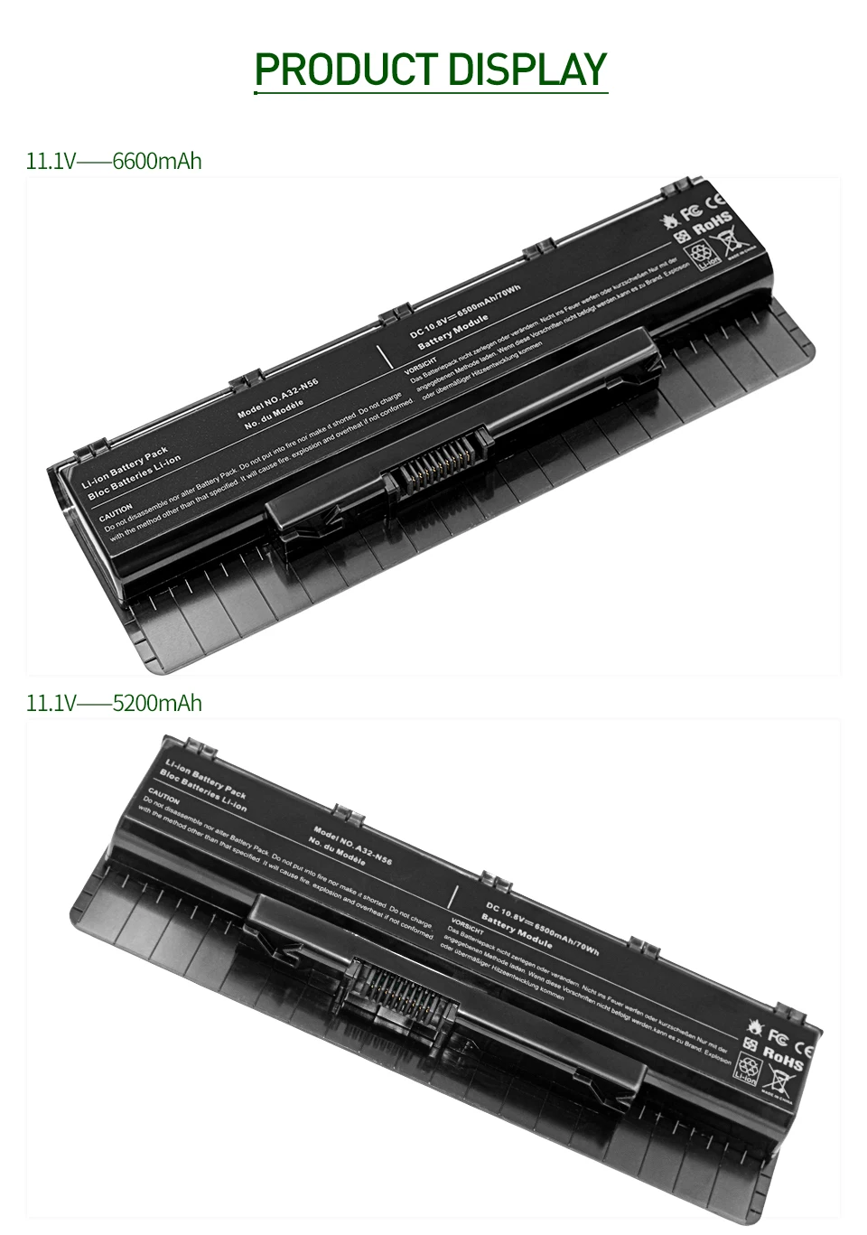 4400 мА/ч, A32-N56 Аккумулятор для ноутбука ASUS A31-N56 A33-N56 N46VB N46VJ N46VM N56 N56D N56JK N76 R401 R401J N76VZ R501 R501D