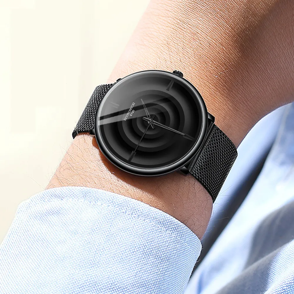 

2020 Minimalist Men Fashion Ultra Thin Watches Annular Men Business Stainless Steel Mesh Belt Quartz Watch Relogio Masculino