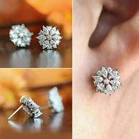 huitan delicate womens cubic zirconia stud earrings piercing ear accessories daily wear party luxury fashion jewelry wholesale