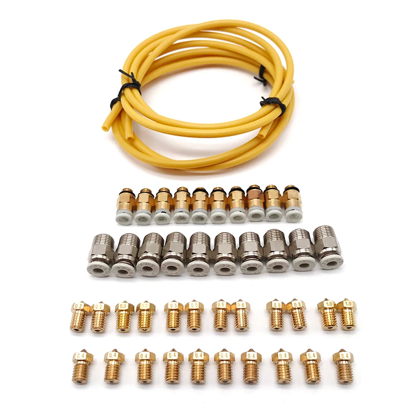 PTFE Боуден трубка 2 мм x 4 с пневматическим разъемом + Насадка Экструдер печатающая