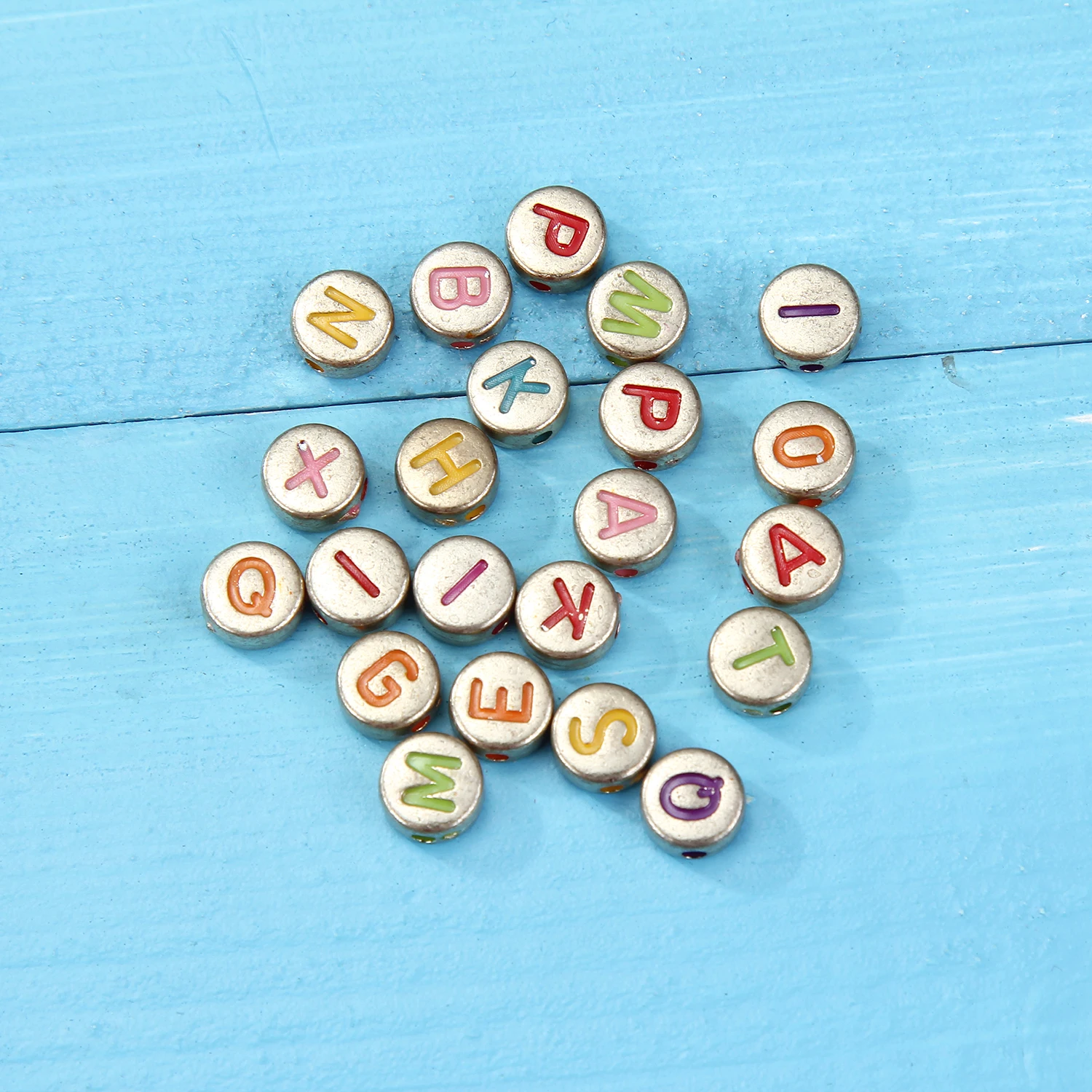 200 шт. розовое золото письмо круглые акриловые бусины с алфавитом для