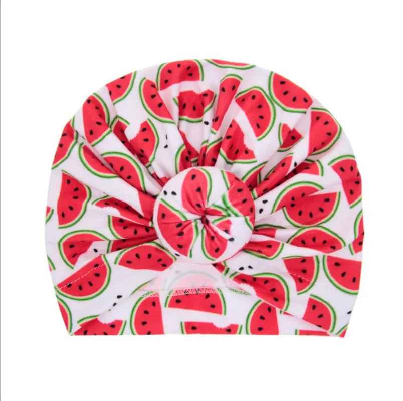 

Infant Baby Flower Hedging Cap Fashion Cute Cartoon Fruit Print Wild Baby Beanie Elasticity Turban Hat