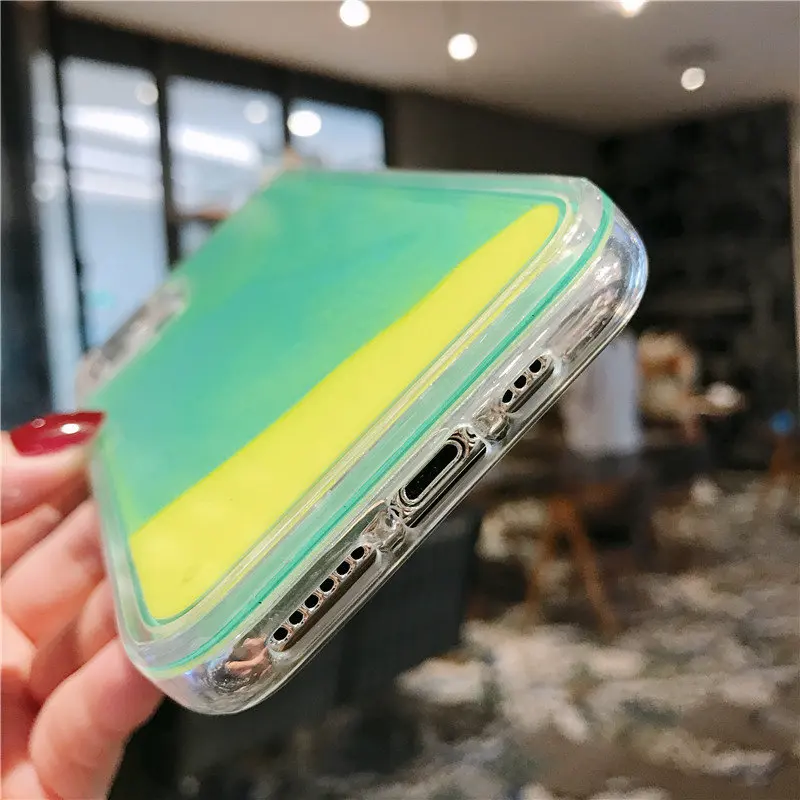 Светящийся песок сплошной цвет чехол для iPhone11 pro max Xs X 6s 6 7 8 Plus Жидкий блеск