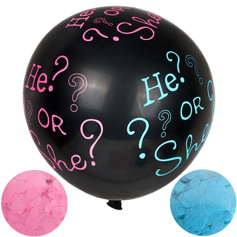 

10pack 18" Baby Gender Reveal Balloon Black Balloons with Pink Blue Confetti Packs for Boy Girl Shower Party Birthday