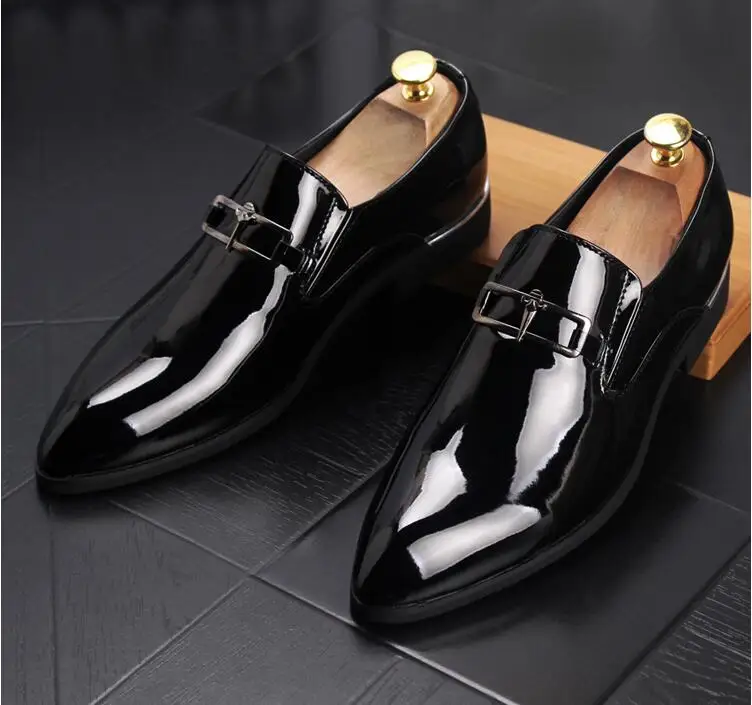 Мужские модельные туфли из лакированной кожи увеличивающие рост Мужская