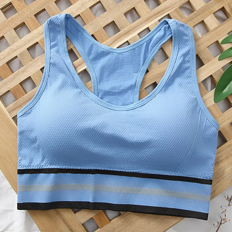 

Contrasting color sports vest racer back fitness yoga underwear anti-glare women's bra without steel ring TB1707