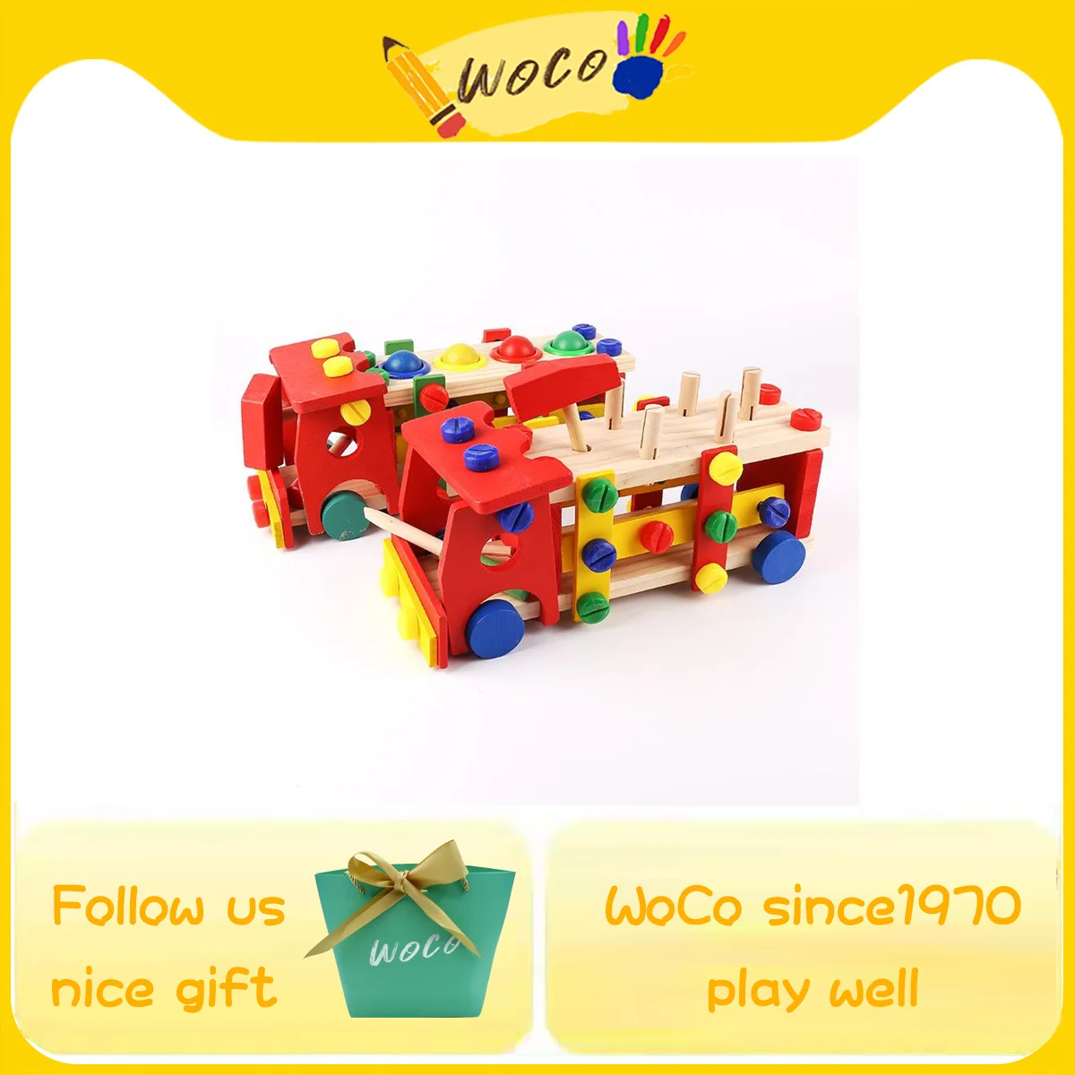 

WoCo Kids Montessori Toys Assembling Blocks Variety Nut Combination Car Tool Children Learning Educational Toy Baby Boy Girl