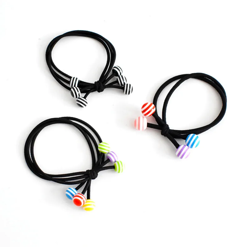 

Free shipping 5pcs/lot women cute cartoon High elasticity Hair bands girl's beads hair Tie Accessories Ponytail Holder gum