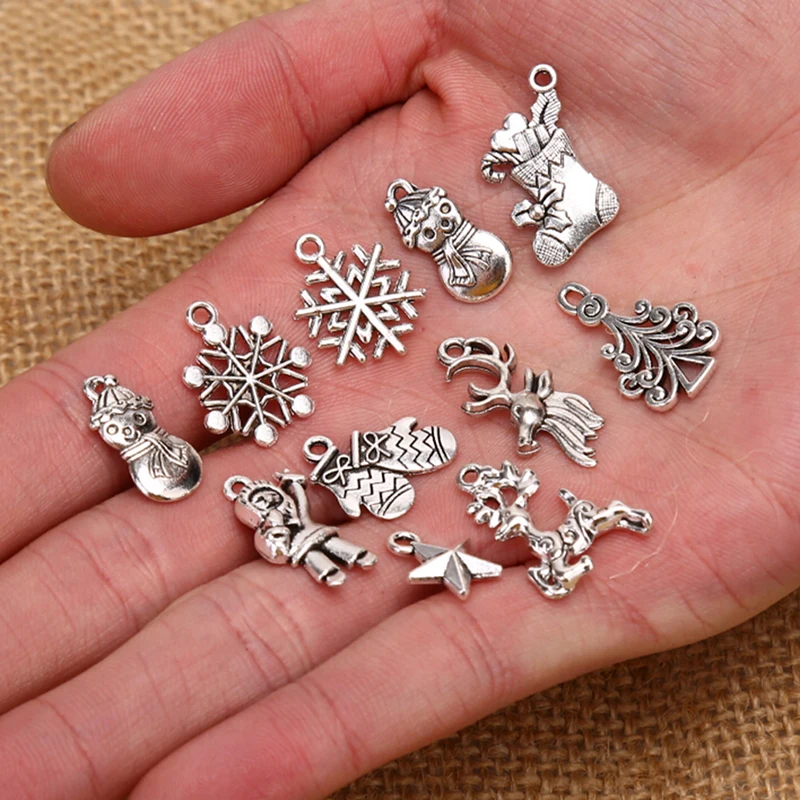 19 шт. смешанные металлические подвески с эмалью Рождественские Подвески елками