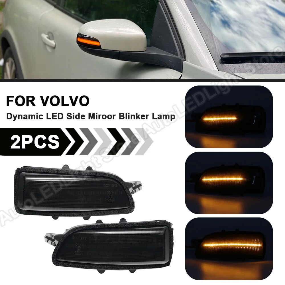 2Pcs For Volvo C30 S40 V40 2013-2016 V50 S60 C70 V70 S80 Dynamic LED Side Mirror Blinker Arrow Flowing Turn Signal Lamp Light