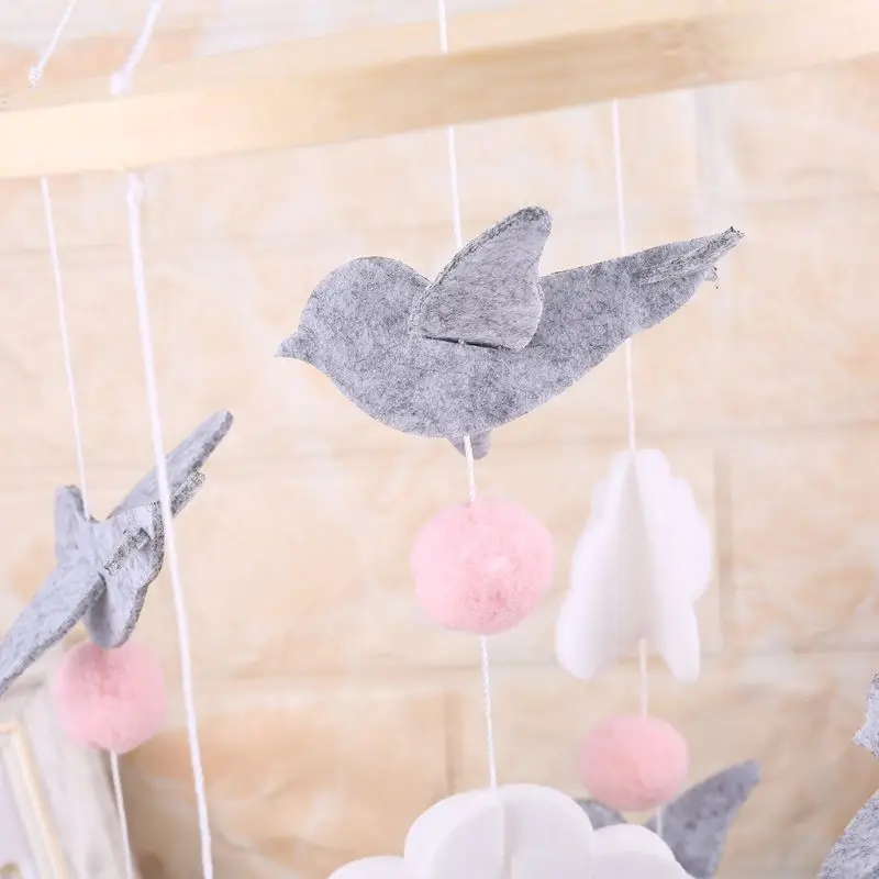 

Baby Crib Felt Ball Musical Mobile Rattle Infant Cot Wind Chime Bed Bell Toys