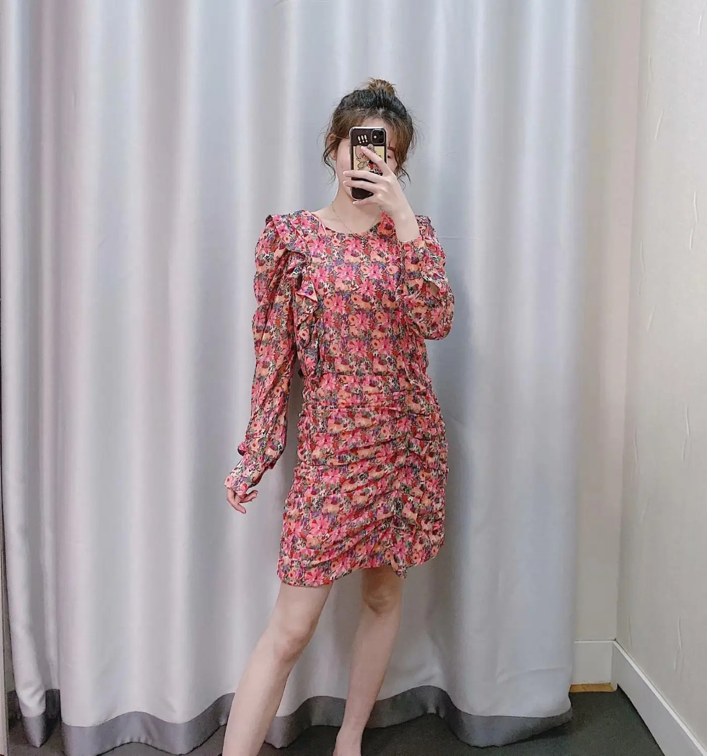 Шифоновое Плиссированное мини-платье для женщин модные платья с круглым вырезом