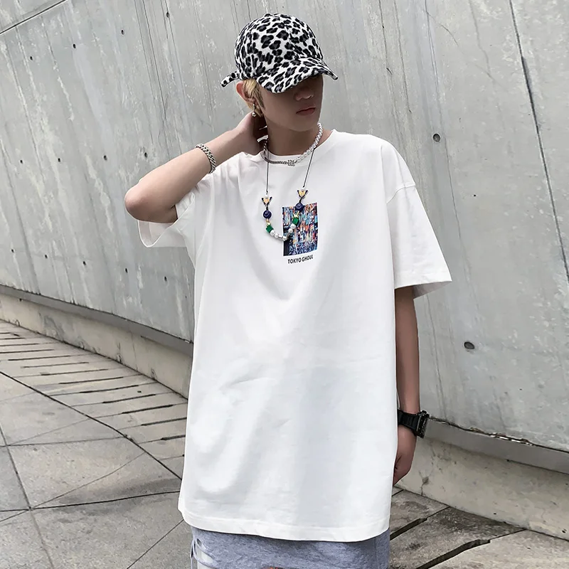 

Молодежная уличная футболка с круглым вырезом, Свободная Повседневная модная футболка с принтом букв в стиле хип-хоп, футболка с коротким р...