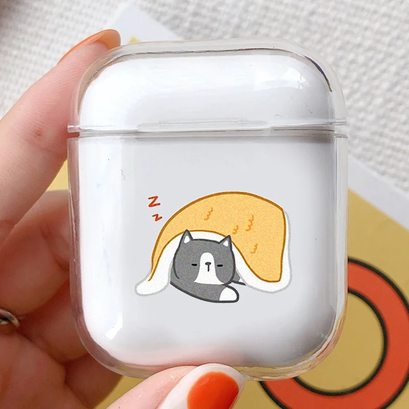 Жесткий милый чехол для IPhone Airpod 2 с мультяшным котом и собакой модный прозрачный
