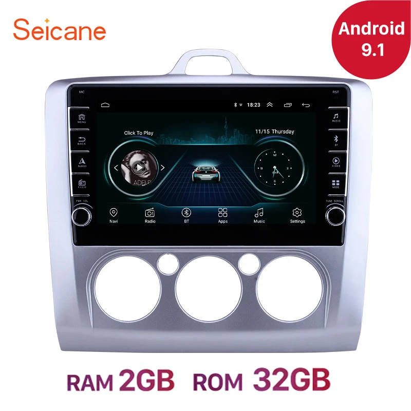 Seicane Оперативная память 2 Гб 4 ядра " 2din Android 9,1 автомобиль радио для Ford Focus 2 Exi MT 2 3 MK2/MK3 2004 2005-2009 2010 2011 gps головное устройство