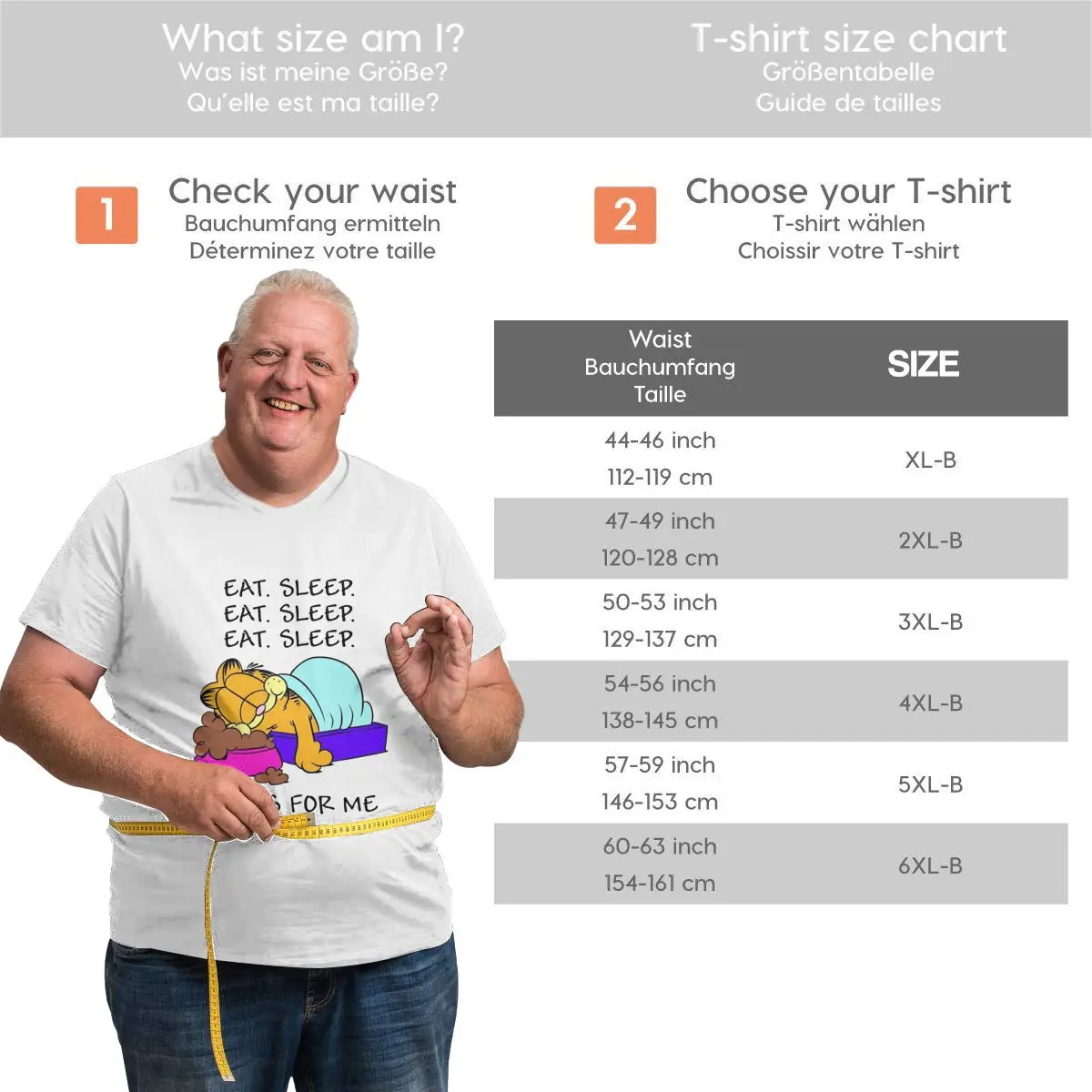 

Men's T-Shirts Garfield Eat Sleep Awesome Cotton Big Tall Tees Short Sleeve Lovely Cat T Shirts O Neck Clothes Large 4XL 5XL 6XL