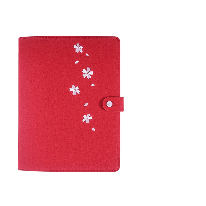 Cherry Fastener Red Фетровая Обложка для ноутбука офисная тетрадь B5 большой блокнот планировщик ежедневных заметок многоразовые блокноты бизнес Канцтовары на заказ - Цвет: Cherry Fastener Red