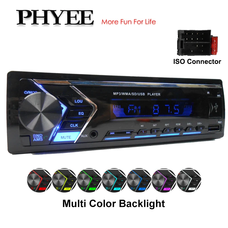 1 Din автомобильный радиоприемник Bluetooth гарнитура A2DP MP3 USB TF Aux in FM стерео приемник 7