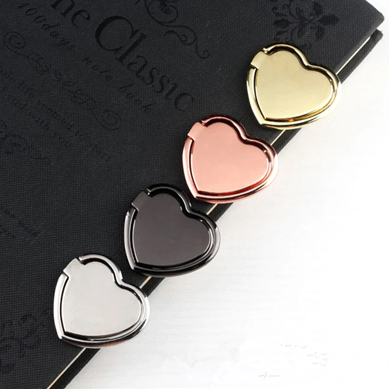 1pcs metal heart mobile phone finger ring holder telephone support accessories magnetic car bracket socket stand mobile phones free global shipping