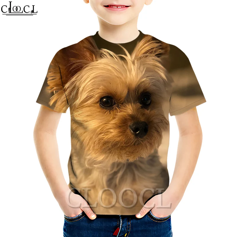 CLOOCL Животные Собака Йоркширский терьер Детские футболки 3D принт 2021 летние