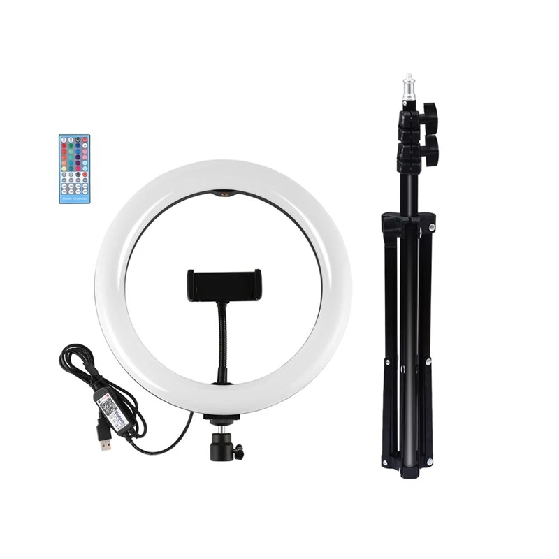 PULUZ PKT3051B 10 2 дюймов RGBW затемненный светодиодный кольцевой светильник Наборы Vlogging