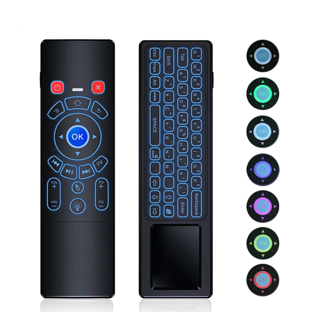 T TV BOX T6 Plus с подсветкой 2 4 GHz Air mouse мини беспроводная клавиатура и тачпад пульт