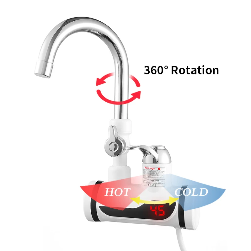 

220V Kitchen Faucet EU Plug Tankless Water Heater 3000W Digital Display For Country House Cottage Water Heater Shower