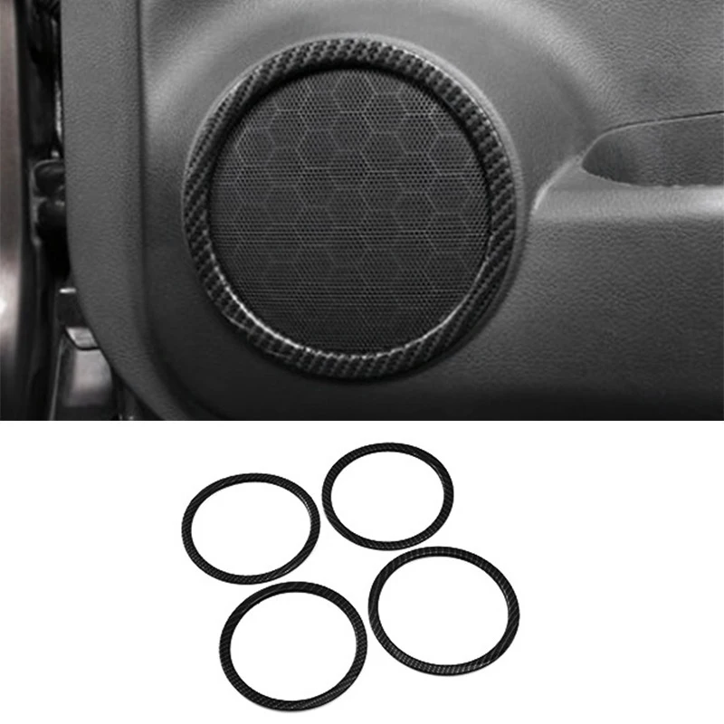 

4Pcs for Nissan X-Trail 14-19 Carbon Fiber Side Door Audio Speaker Cover Decorative Circle Ring Cover Trims
