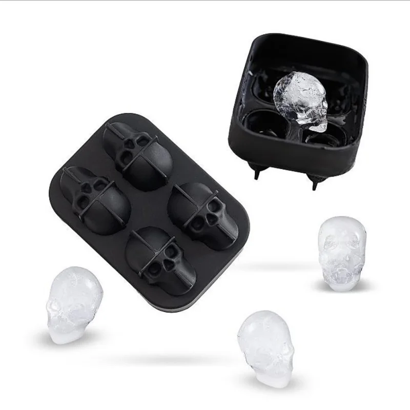 Creative silicone skull ice box DIY Ice Tray kitchen tools bar storage accessories 3D Skull Flexible Silicone Cube Mold | Дом и сад