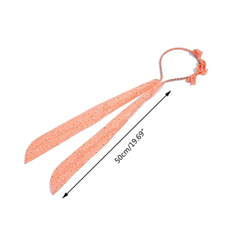 

Fashion Design Gauze Head Wraps Long Tassel Twist Wired Hair Hoop Pattern Elegant Hairband Lengthened Bow Headband L41B