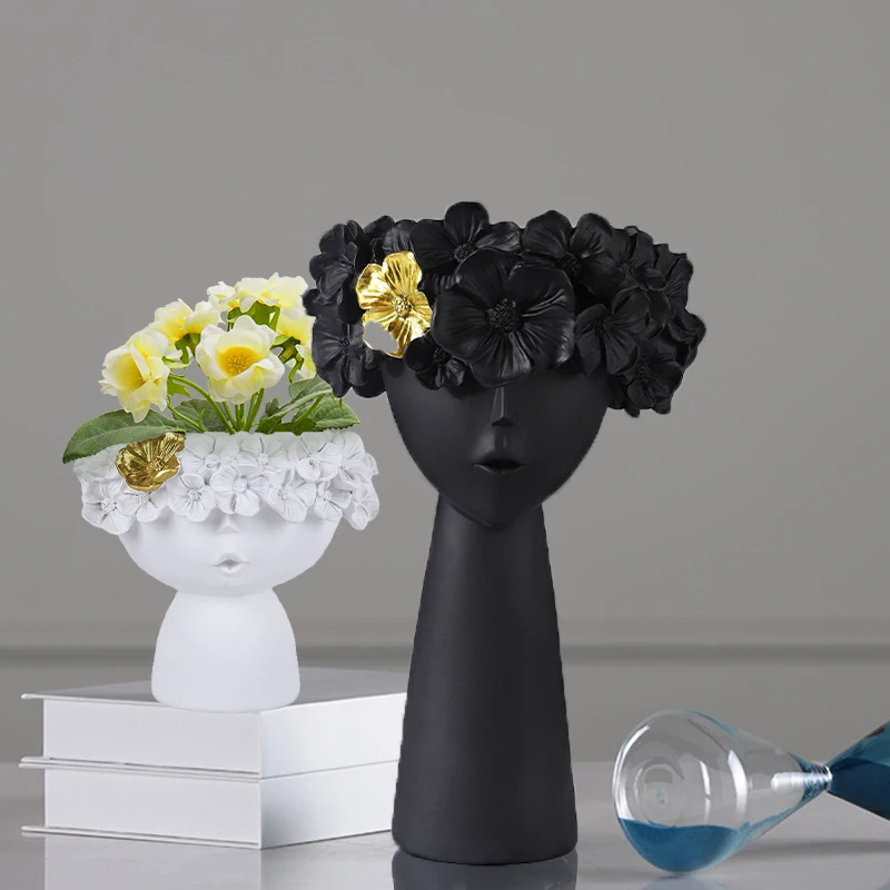 

Nordic Creative Body Art Vase Flower Arrangement Desktop Decoration Porch Home Living Room Light Luxury Resin Craft Decoration