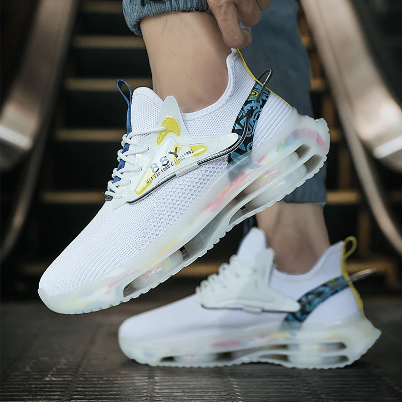 

Men's Sneakers 2021 Flying Woven TPU High Elastic Mesh Lightweight Breathable Fashion Casual Shoes Outdoor Fitness Running Shoes