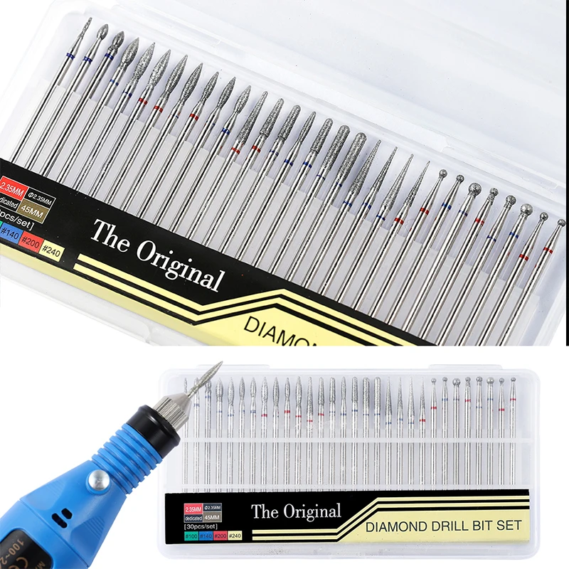 30 шт./упак. сверла для ногтей алмазная шлифовальная насадка маникюра Инструменты