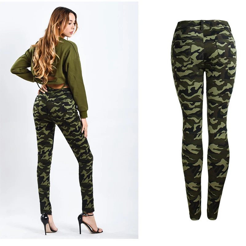 TCJULY новые стильные хлопковые камуфляжные женские джинсы Лоскутные обтягивающие