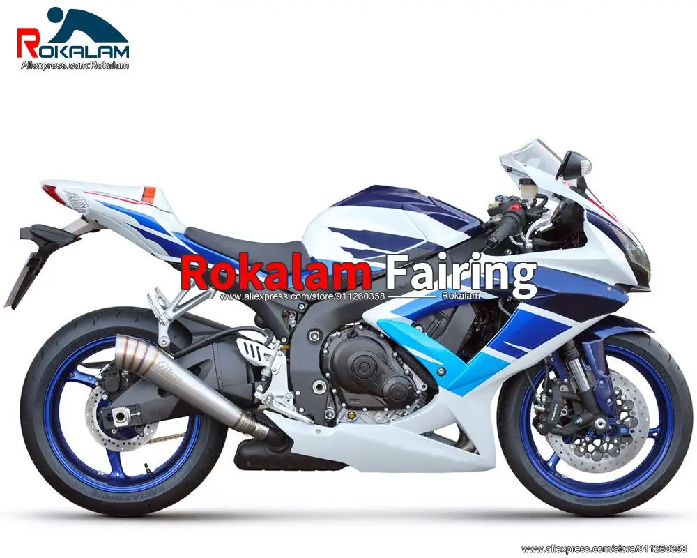 

Aftermarket Fairing Kit For Suzuki GSXR600 GSXR750 K8 2008 2009 2010 Blue White Motorcycle Bodywork (Injection Molding)