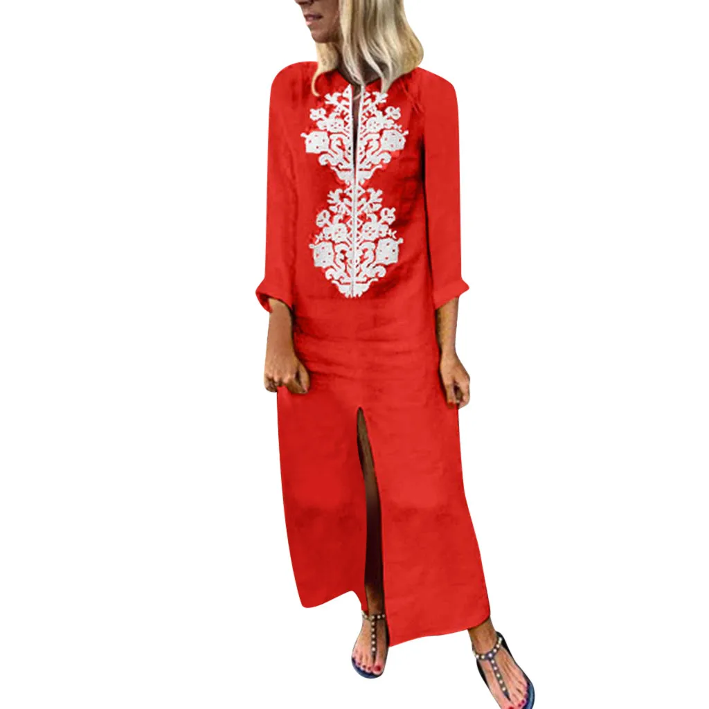 Женское длинное платье с цветочной вышивкой SAGACE винтажное в богемном