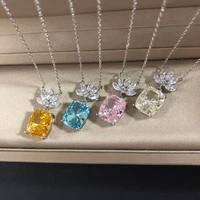pink yellow aaaaa zircon necklaces pendants for women luxury ladies necklace sliver color jewelry anniversary girlfriend gift